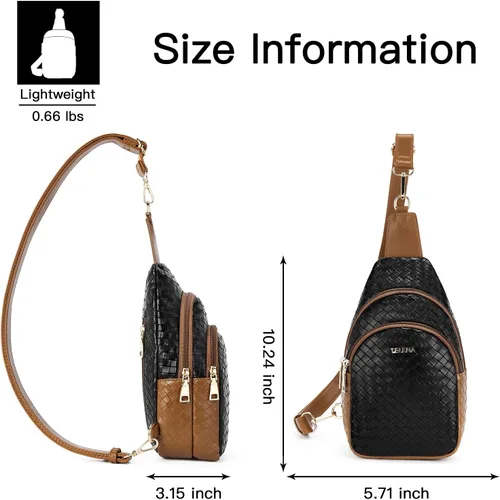 Miniatura 166 de Telena Riñonera pequeña para mujer, de cuero, cangureras, bolsa de pecho para mujer