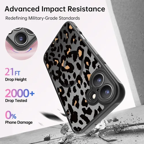 Miniatura 6 de FUNMIKO Funda para iPhone 16 Plus, carga inalámbrica y protección de grado militar, diseño floral moderno para mujeres y niñas, funda antideslizante