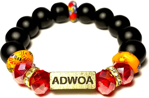 Miniatura 39 de Pulseras africanas tradicionales con nombre nacido en el día para mujeres de Ghana, materiales naturales, ajuste cómodo y holgado