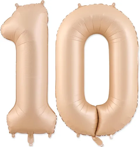 Miniatura 10 de Globos con el número 2, 2 globos, 2 globos de número 40 pulgadas, globos grandes de aluminio beige grandes para fiestas de cumpleaños, bodas, Beige 2