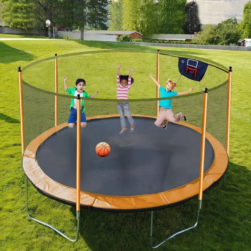 Miniatura 6 de 1500 libras 10 12 14 15 16 pies para adultos y niños con rociador, luces, aro de baloncesto, bolas de agua, 16 calcetines, trampolín recreativo