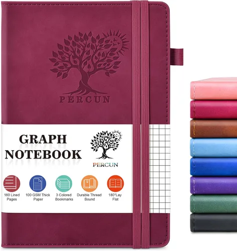 Miniatura 10 de PERCUN Cuaderno rayado para hombres y mujeres, 160 páginas con rayas universitarias para escribir, cuadernos A5 de cuero de tapa dura para el Marrón