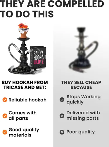 Miniatura 8 de Set de cachimba portátil con todo incluido - Juego de cachimba negro 2 mangueras – LilOne 12” Juego de cachimba mini negra con 2 mangueras, 50