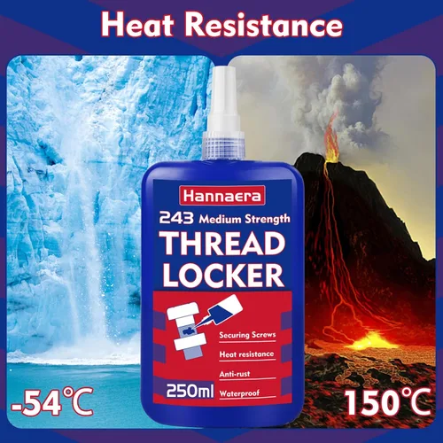 Miniatura 4 de Hannaera - Adhesivo de fijación de roscas de fuerza media 8.45 Fl oz/250 ml, para tuercas, pernos, sujetadores y metales, adhesivo azul para evitar