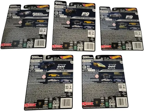 Miniatura 3 de Hot Wheels Fast & Furious Premium - Paquete de 5 unidades 2023 (HNW46‑956D) Toyota Supra, Land Rover Defender, Chevy Nova SS, BMW M5 y Lamborghini