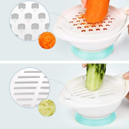 Miniatura 5 de Matyz All in 1 - Juego de moldes para bebés con máscara de manos exprimidor de cítricos rallador para hacer alimentos para bebés en casa - Frutas