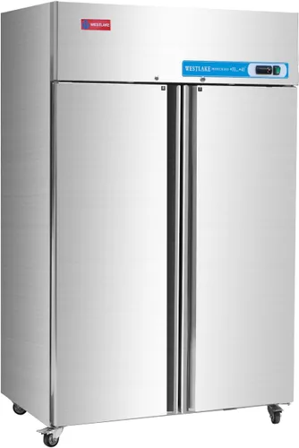 WESTLAKE Refrigerador comercial de 48 "W 2 puertas 2 secciones de acero inoxidable Alcance en puerta sólida Ventilador vertical Enfriador de 36 pies