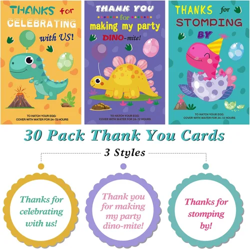 Miniatura 3 de ANPHILE Recuerdos de fiesta de dinosaurios, paquete de 30 huevos de dinosaurio para incubar con tarjeta a granel, rellenos de bolsas de regalos