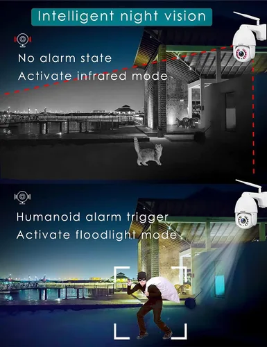 Miniatura 4 de Cámara de seguridad PTZ de 5 MP con seguimiento de movimiento al aire libre, reflector de vigilancia IP, cámara RTSP inalámbrica WiFi