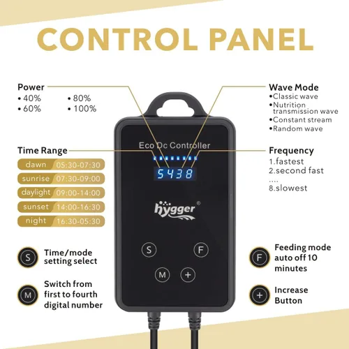 Miniatura 4 de hygger Mini Wave Maker - Cabezal magnético de CC para acuario con controlador de pantalla LED para tanque de agua salada, bomba de circulación