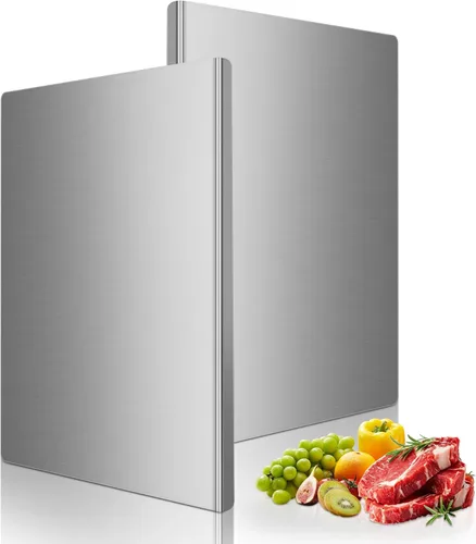 Miniatura 11 de Tabla de cortar de acero inoxidable con labio, tabla de cortar de cocina para cortar carne, verduras y frutas, 16 × 12 × 0.8 pulgadas