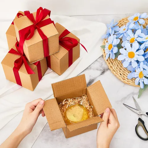 Miniatura 6 de PerKoop Paquete de 100 cajas de envío de 4 x 4 x 4 pulgadas, caja de correo de cartón, cajas de envío pequeñas de papel kraft corrugado