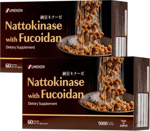 Miniatura 7 de Umeken Nattokinase Plus Fucoidan, suplemento de nattoquinasa, 5000FU nato, sin olor, fácil de tomar, fucoidan de Okinawa, suplemento japonés, 60
