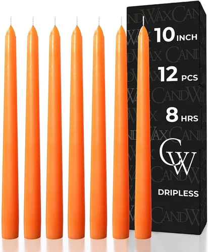 Miniatura 26 de CANDWAX Paquete de 12 velas cónicas rojas – Velas rectas sin goteo de combustión lenta sin perfume de 12 pulgadas – Ideal para mesa de comedor – Rojo