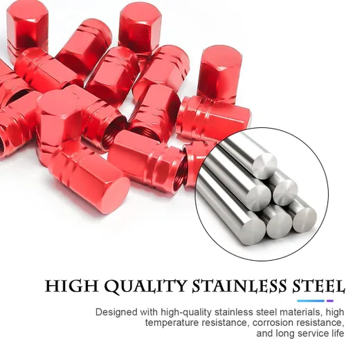 Miniatura 3 de 16 PIEZAS Tapas de Vástago de Válvula de Neumático de Auto, Tapas/Cubiertas de Válvula de Neumático de Rueda de Auto Impermeables y Herméticas Rojo
