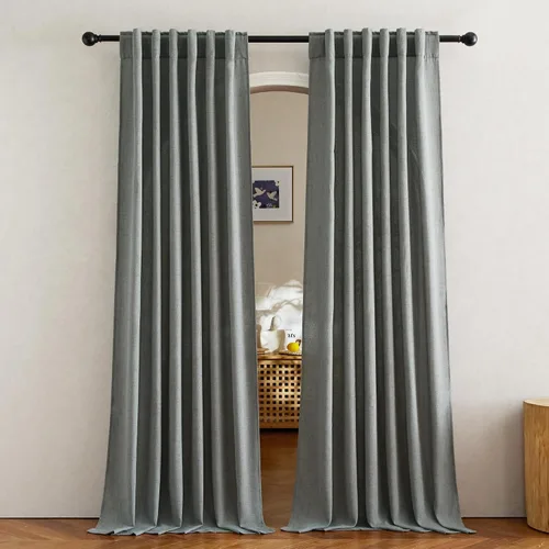 Miniatura 107 de NICETOWN Cortinas de lino grueso para dormitorio, privacidad añadida, bolsillo para barra y pestaña trasera, no se transparentan, mezcla de lino