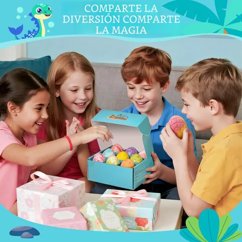 Miniatura 5 de Bombas de baño de dinosaurios para niños con sorpresa en el interior, regalos de cumpleaños para niños, paquete de 9 unidades naturales orgánicas