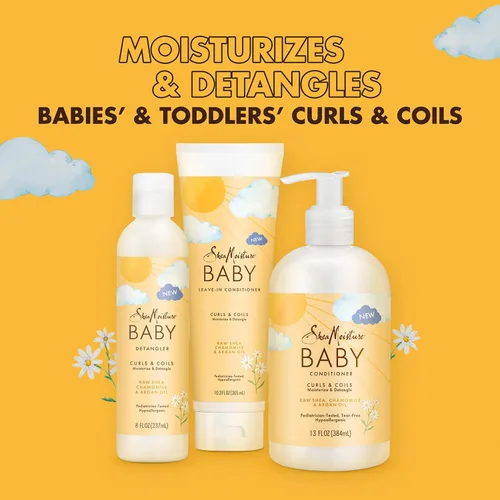 Miniatura 5 de SheaMoisture Baby Essentials, gel de baño y champú + acondicionador de rizos y bobinas, desenredante con karité crudo, manzanilla y aceite de argán
