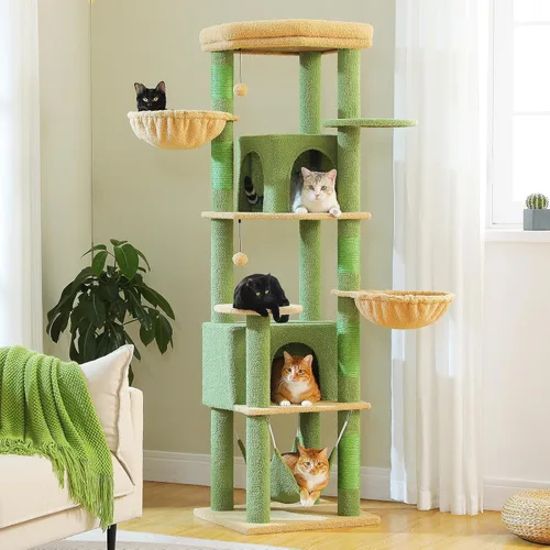 Miniatura 27 de MUTTROS Árbol para gatos de interior, torre para gatos de varios niveles de 44.5 pulgadas con hamaca grande de marco de metal, condominio para gatos