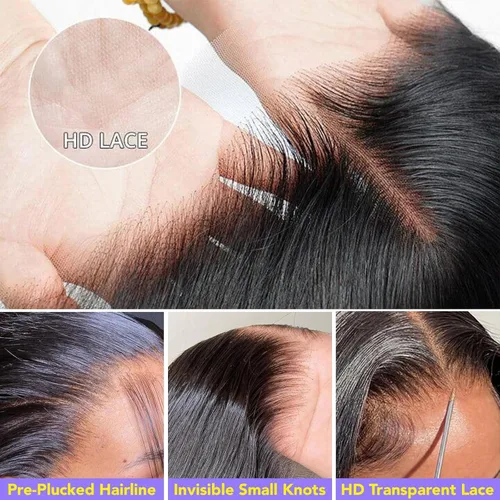 Miniatura 6 de Pelucas de cabello humano lacio con encaje frontal de 13 x 6 pulgadas, densidad del 200%, pelucas de cabello humano lacio de 22 pulgadas