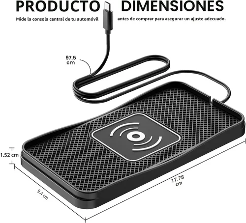 Miniatura 2 de Cargador inalámbrico para automóvil, cargador inalámbrico máximo de 15 W para automóvil, almohadilla de carga antideslizante compatible con iPhone