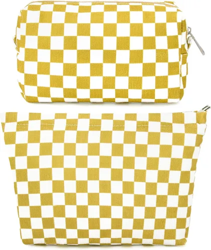 Miniatura 41 de SOIDRAM 2 Piezas de Bolsa de Maquillaje a Rayas Grande, Bolsa de Cosméticos de Cordura de Gran Capacidad, Bolsa de Lona Mixta de Artículos de Rayas