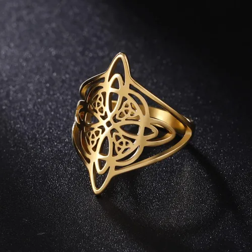 Miniatura 36 de TEAMER Anillo de nudo de brujas, amuleto celta de acero inoxidable, joyería vintage para mujer