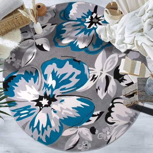 Miniatura 29 de Rugshop Alfombra moderna de diseño floral azul, elegante que no se desprende, 24 x 87 pulgadas para sala de estar, dormitorio, comedor, cocina