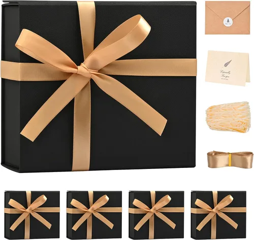 Miniatura 49 de LIFELUM Caja de regalo de 13.5 x 10 x 4 pulgadas, caja de regalo grande con tapas magnéticas, cajas de regalo negras para regalos de graduación