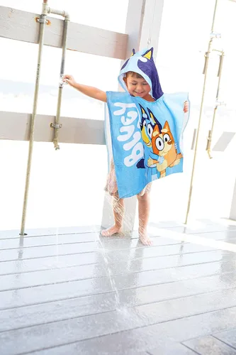 Miniatura 6 de Jay Franco Bluey Piggyback - Poncho con capucha para baño/piscina/playa, toalla de algodón súper suave y absorbente, mide 22 x 22 pulgadas