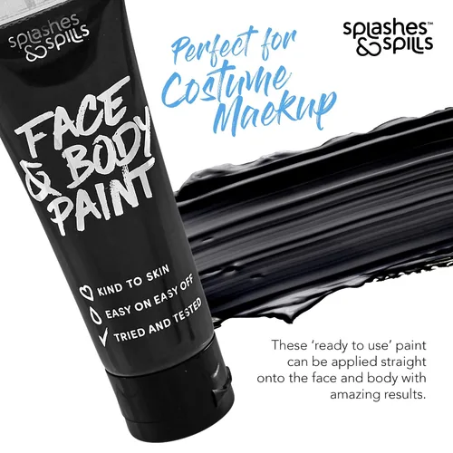 Miniatura 5 de Splashes & Spills - Crema de pintura facial y corporal, 1.0 fl oz (1.0 fl oz), disfraz y maquillaje de disfraces (negro)