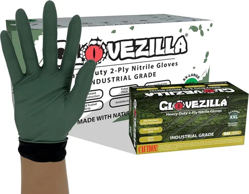 Miniatura 9 de Guantes industriales de nitrilo de 2 capas de 8.5 milésimas de pulgada de grosor, desechables, resistentes a desgarros, textura de diamante elevado