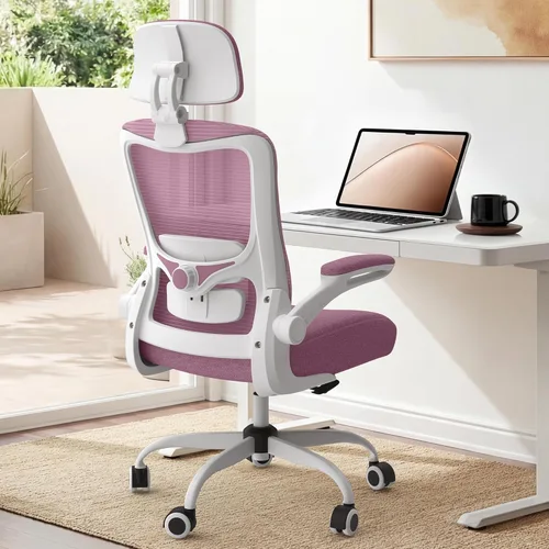 Miniatura 15 de Silla de oficina ergonómica, silla de escritorio con respaldo alto y soporte lumbar ajustable, respaldo de malla transpirable, capacidad de 330