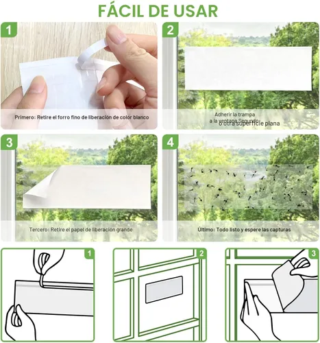 Miniatura 4 de LFSYS Paquete de 50 trampas para moscas de ventana, trampas para moscas de fruta para interiores, tiras adhesivas de papel para moscas, trampas