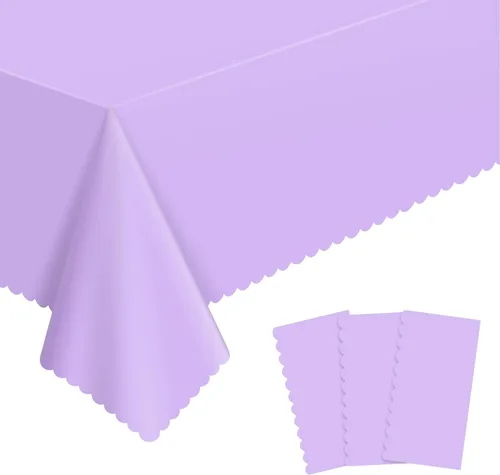 Miniatura 18 de 3 Pack Plastic Black Tablecloth, 54 X 108Inch Disposable Scalloped Dessert Table Coth for Rectangle Tables Waterproof Outdoor Table Cover for BBQ