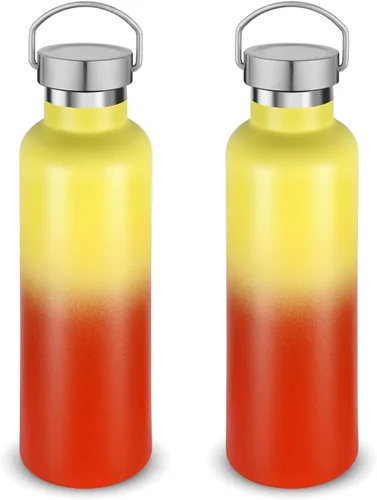 Miniatura 8 de Volhoply 24 onzas Botella de agua aislada con boca estándar con tapa de combinación de plástico y acero inoxidable, botellas de agua de 304 18/8