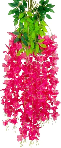 Miniatura 11 de Paquete de 12 guirnaldas de flores colgantes de glicina blanca, enredaderas de flores artificiales de 3.77 pies, glicinia falsa, guirnalda colgante