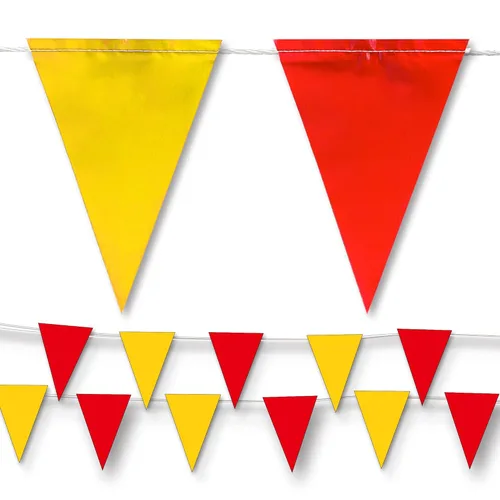 Banderines rojos y amarillos | Clasificación OSHA de 500 libras | Hebras resistentes a la decoloración 【102 pies】 Rojo & amarillo