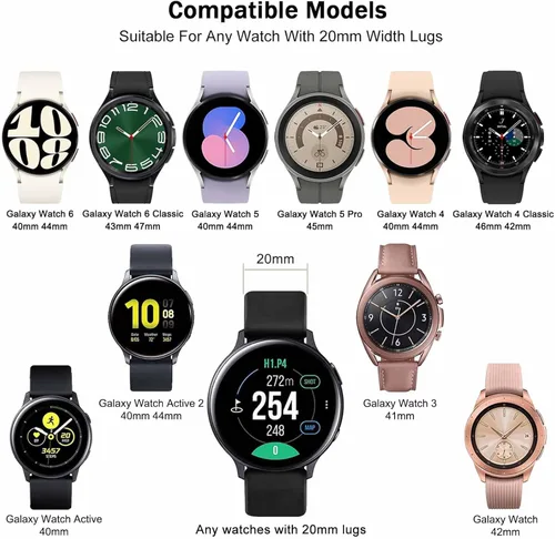 Miniatura 2 de Paquete de 5 correas delgadas compatibles con Samsung Galaxy Watch 4 5 6 Band 1.575 in 1.732 in, Galaxy Watch 5 Pro/Watch 4 6 Classic, correa
