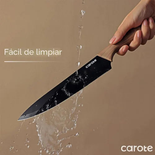Miniatura 5 de CAROTE Juego de 12 piezas de cuchillos de cocina, juego de cuchillos de cocina de acero inoxidable con revestimiento cerámico antiadherente apto