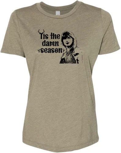 Cute Women's Screen Printed Crew Neck Tee, Shirts With Sayings, Dusty Blue or Olive