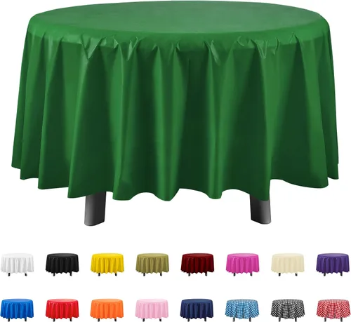 Miniatura 12 de Eleclassi Negro Paquete de 12 Manteles Redondos de Plástico Desechables Premium - Manteles de Mesa de Plástico Redondos de 84 Pulgadas para Fiestas