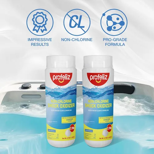 Miniatura 3 de PROFELIZ Paquete de 2 oxidantes de choque sin cloro para jacuzzis, tratamiento de choque sin cloro para spa, piscina, clarificador de agua oxidante