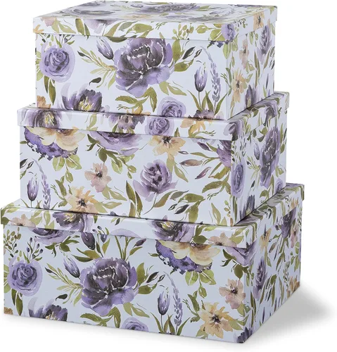 Miniatura 18 de Soul & Lane Cajas de almacenamiento de fotos de mariposas en vuelo (juego de 3): cajas anidables con tapas, contenedores de cartón decorativos