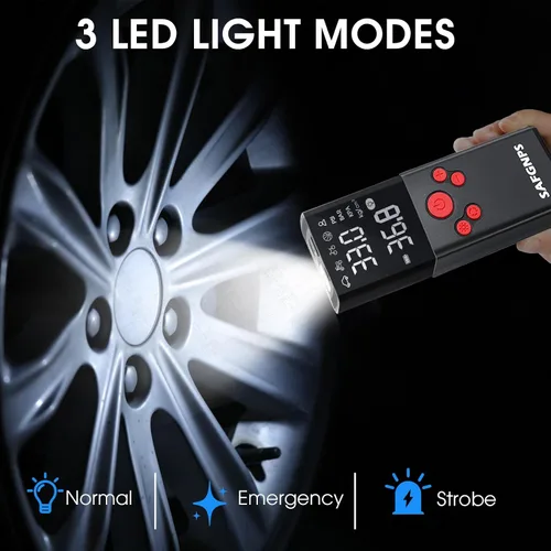 Miniatura 4 de Inflador de Neumáticos Compresor de Aire Portátil, 150PSI Inflador de Neumáticos Portátil Inalámbrico para Coche, Bomba de Aire Inteligente 3X