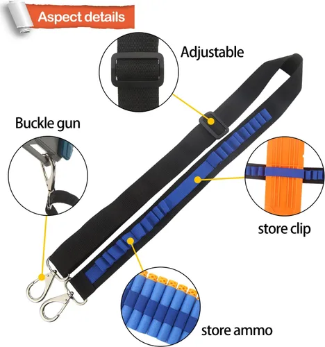 Miniatura 2 de Carrillera EKIND para munición de pistola de juguete, dardos, para pistolas Elite Nerf N-strike Blasters Hebilla de dos Piont azul