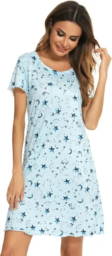 Miniatura 6 de Camisón de manga corta para mujer, con cuello redondo, con volantes, cómodo camisón