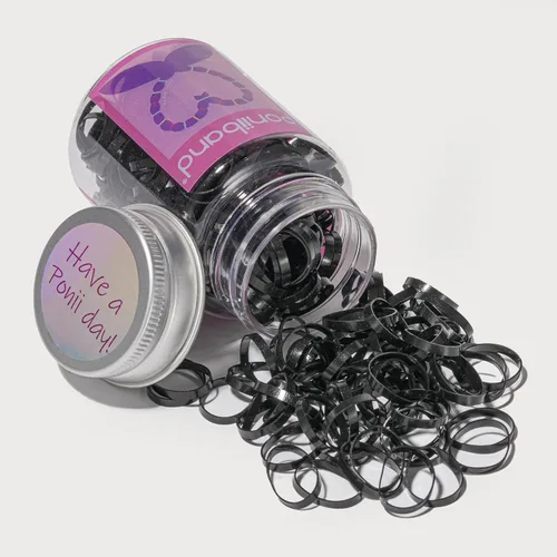 Miniatura 5 de Bandas elásticas para el cabello de alta calidad sin látex (0.787 in/1.575 in x 0.079 in x 0.016 in, negro medianoche y transparente cristalino)
