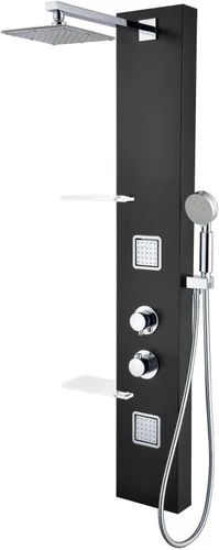 Miniatura 8 de ANZZI Sistema de Panel de Cabezal de Regadera Fontan Acero Cepillo 6 Chorros Turbo & Multifuncional Jet de Alta Presión + Lluvia + Combo