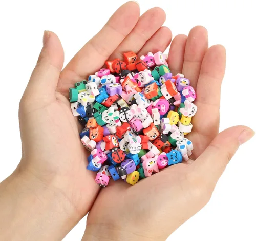 Miniatura 4 de 100 piezas de cuentas espaciadoras de arcilla polimérica de animales para joyería de mujer, pulseras, collares, aretes, accesorios de bricolaje